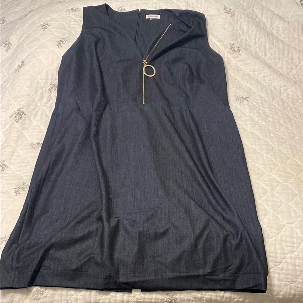 Calvin Klein Navy Dress with Gold Zipper